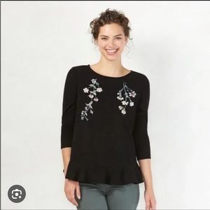 LC flower embroidery sweater